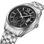 SKMEI 9319 Classic Steel Watch with Sub-Dial and Date – Silver Black Dial