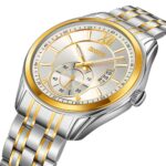 SKMEI 9319 Classic Steel Watch with Sub-Dial and Date – Two-Tone White Dial