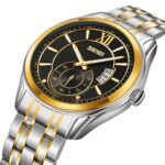 SKMEI 9319 Classic Steel Watch with Sub-Dial and Date – Two-Tone Black Dial - Image 2