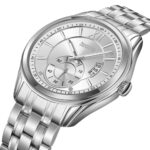 SKMEI 9319 Classic Steel Watch with Sub-Dial and Date – Silver Black Dial