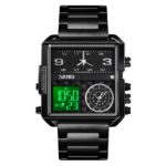 SKMEI 2505 Dual Time Sports Watch with Silicone Strap – Black Dial