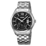 SKMEI 9319 Classic Steel Watch with Sub-Dial and Date – Silver Black Dial
