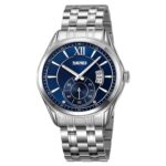 SKMEI 9319 Classic Steel Watch with Sub-Dial and Date – Silver Blue Dial