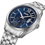 SKMEI 9319 Classic Steel Watch with Sub-Dial and Date – Silver Blue Dial