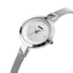 SKMEI 1390 Women's Slim Mesh Strap Watch – Silver